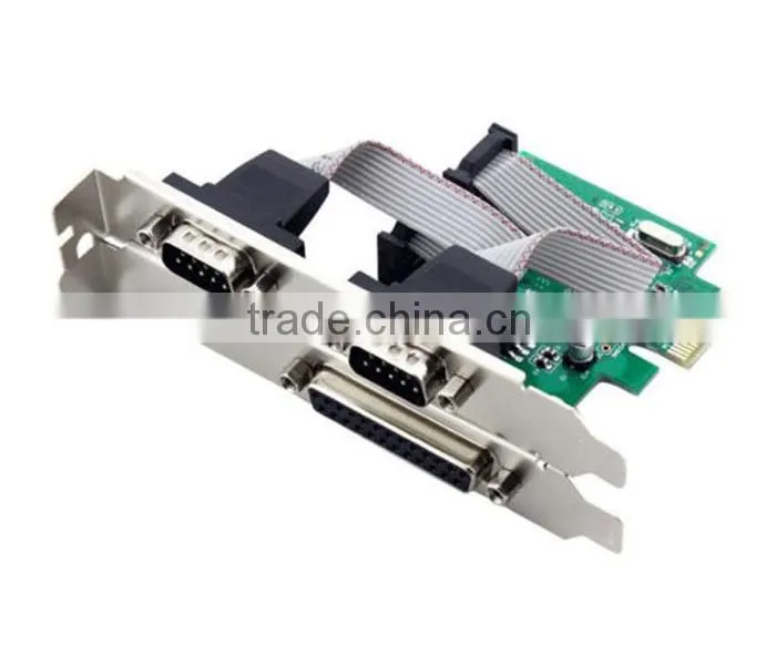 2 Port PCI-E Adapter RS-232 Serial COM & 1 Port Printer Parallel LPT Port