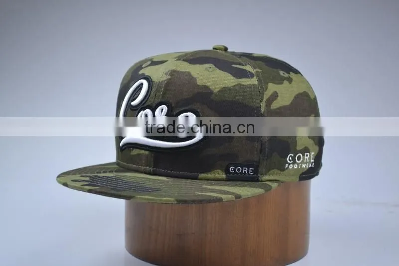 Custom Embroidered Snapback Cotton Cap Camouflage Colour