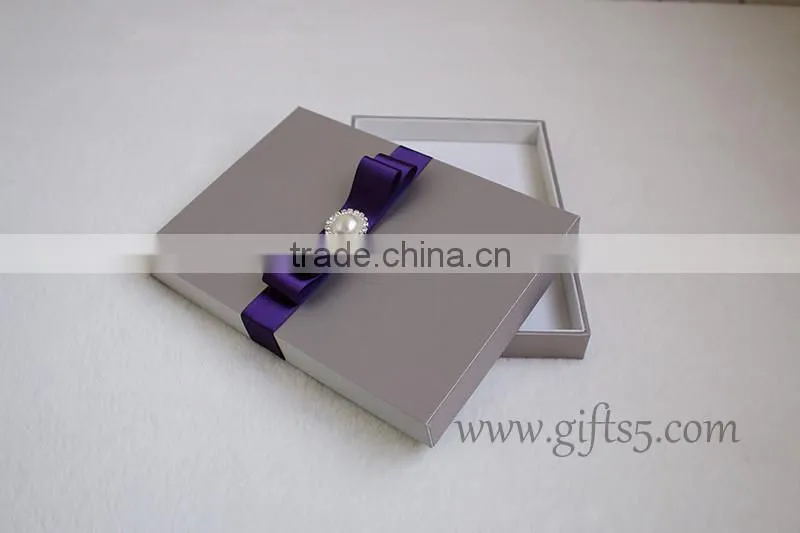 Custom Handmade wedding invitation box with pearl