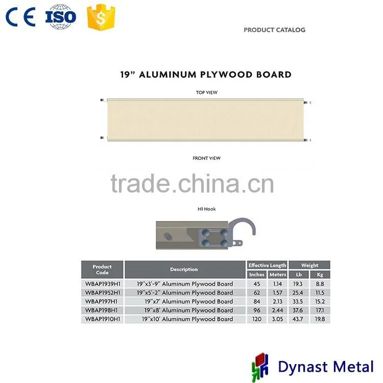 Canada type 19" x 8' Saffolding Aluminum Plywood Plank