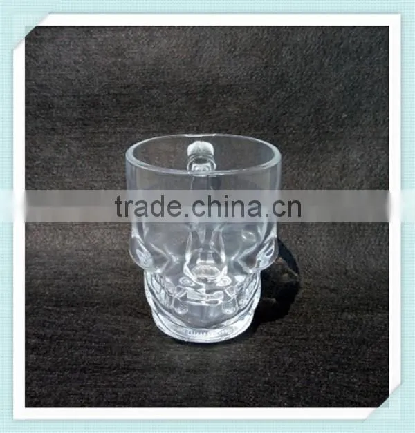 2016 new design shull shape glass cup beer glass cup with skull shape