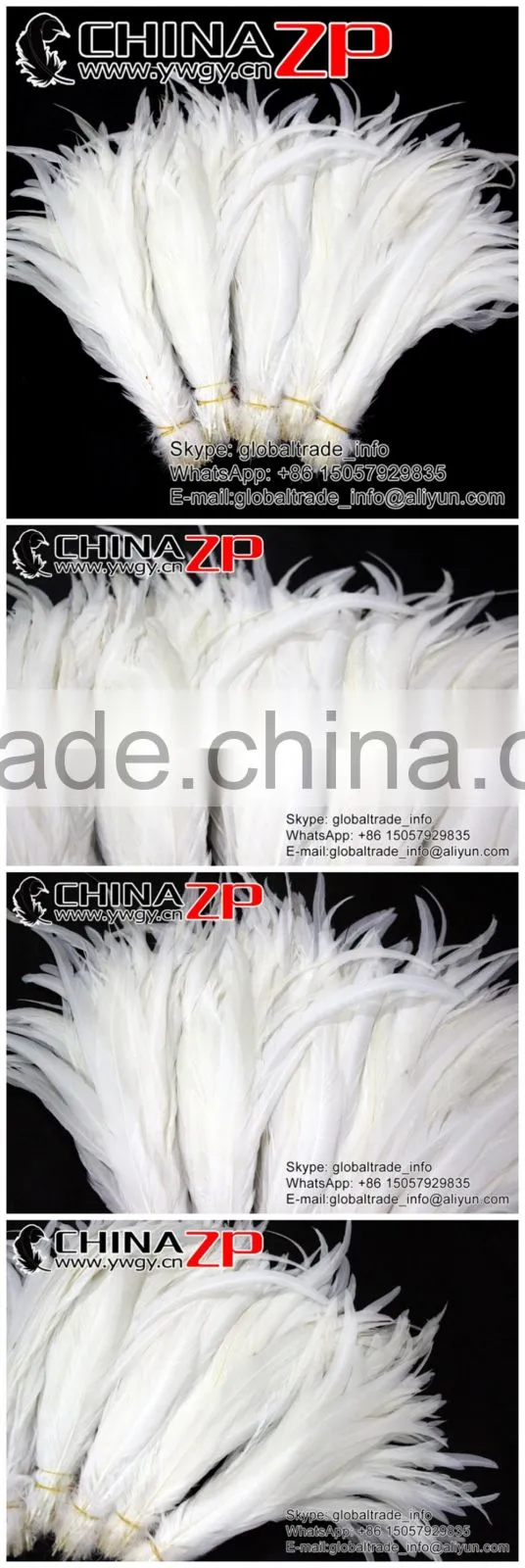Top Supplier ZPDECOR Bulk Sale 35-40cm Length Natural Bleached White Fully Dyed Rooster Chicken Feathers
