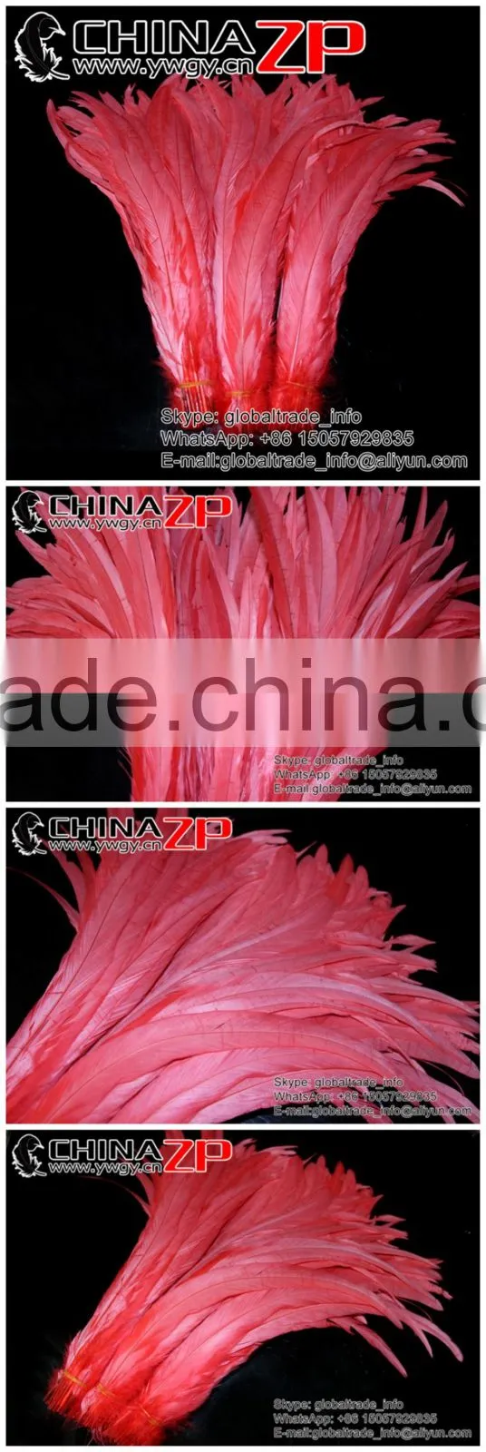NO.1 Supplier CHINAZP Bulk Sale Good Quality Cheap Colored Melon Red Fully Dyed Rooster Chicken Feathers