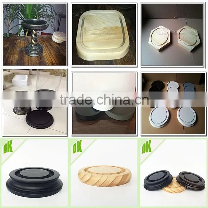 With wood base & tray, clear borosilicate Decorative jewelry cake cover large/mini jar candle holder, dome bell glass cloche