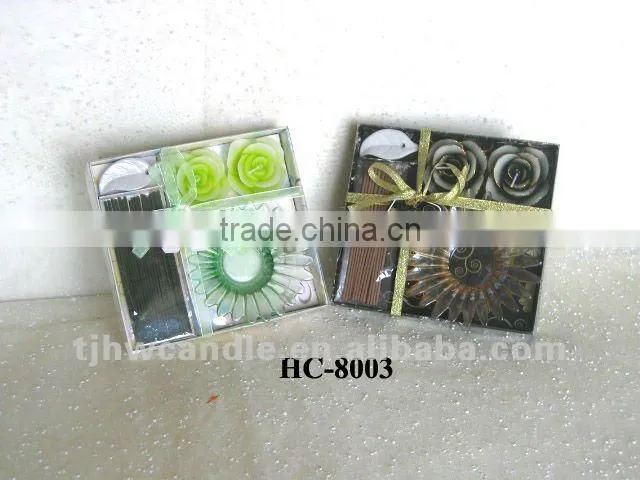 floating flowers candle with candle holder gift set
