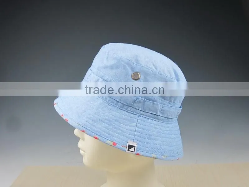 Custom Cheap Plain Kid's Bucket Hat with Woven Label