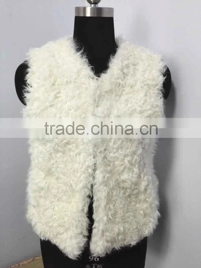 factory new design sexy girls short real lamb fur vest