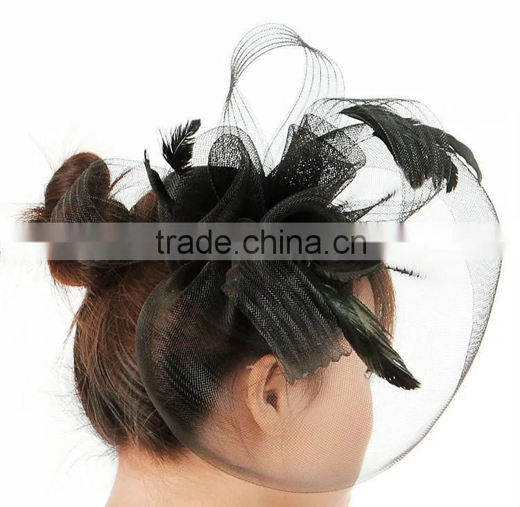 MYLOVE fashion mini top party feather hat with rose MLXM036