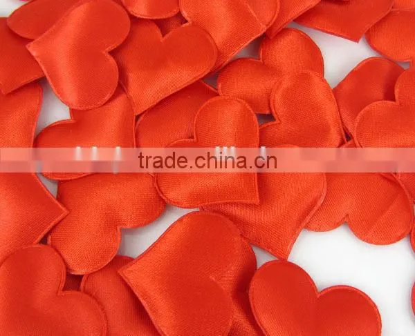 2015 Red Both Side Padded Satin Heart Applique Craft Wedding