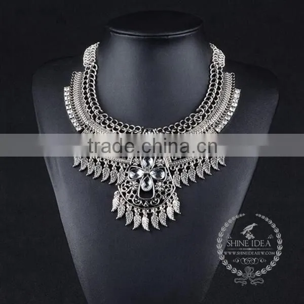 high quality vintage rhinestone chunky statement necklace tin alloy fashion women pendant necklace 6390104