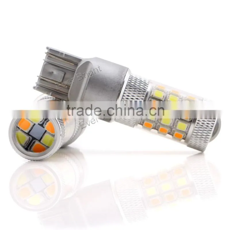 Guangzhou car led light 2835 42SMD two color white amber led brake light t20 w21/5w 7443 led