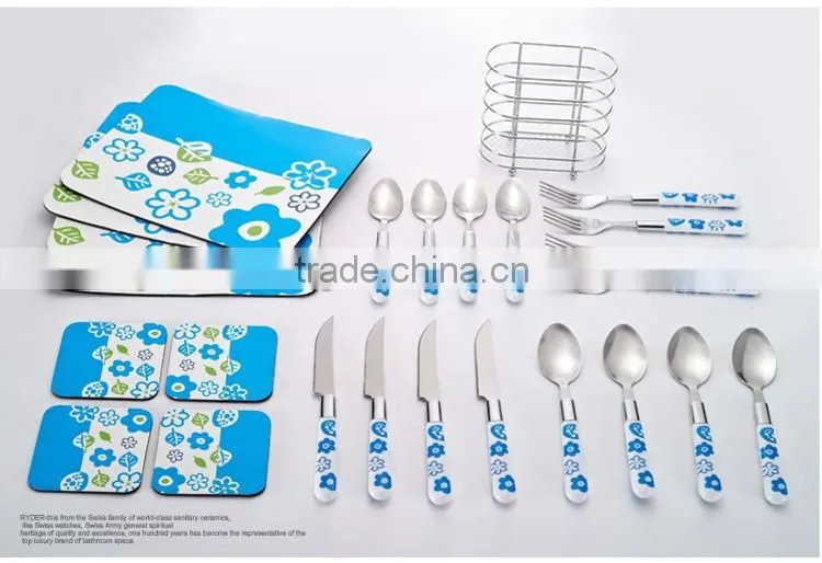 59 pcs hot blue cooking pot and pan stainless steel non-stick ceramic cookware