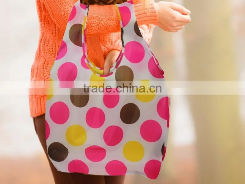 Super Strong Ripstop Nylon Foldable Reusable Bag Grocery Shopping Tote Bag with built-in Pouch