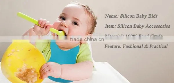 2017 latest hot sale baby product waterproof soft touch non-toxic for baby crumb catcher silicone kids bids with pocket