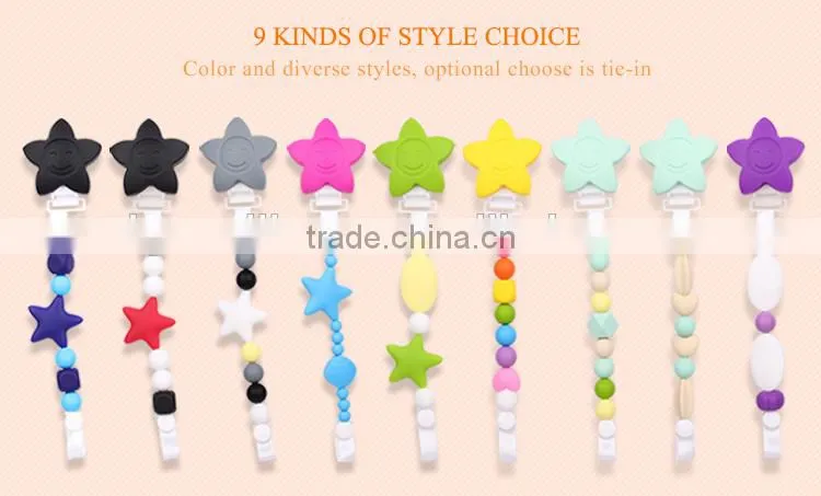 New Arrived Wood And Metal Pacifier Clip Baby Paicifer Holder Clip