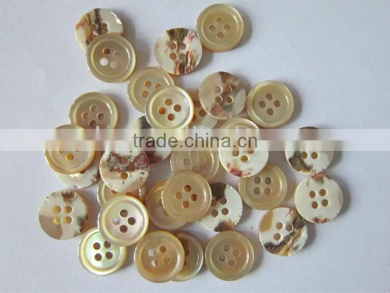4 holes natural brown trochus shell buttons with rim