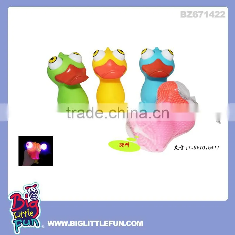 Eye pop squeeze toy rubber cow with light and BB sound