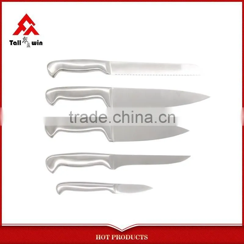 Top quality wooden block 5pcs stainless steel swiss kitchen knife