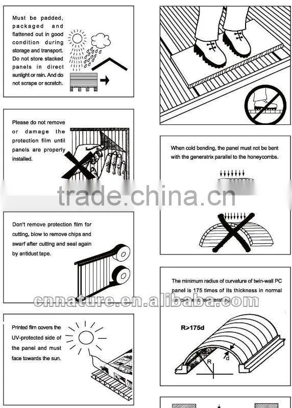 Polycarbonate hollow sheet sun sheet