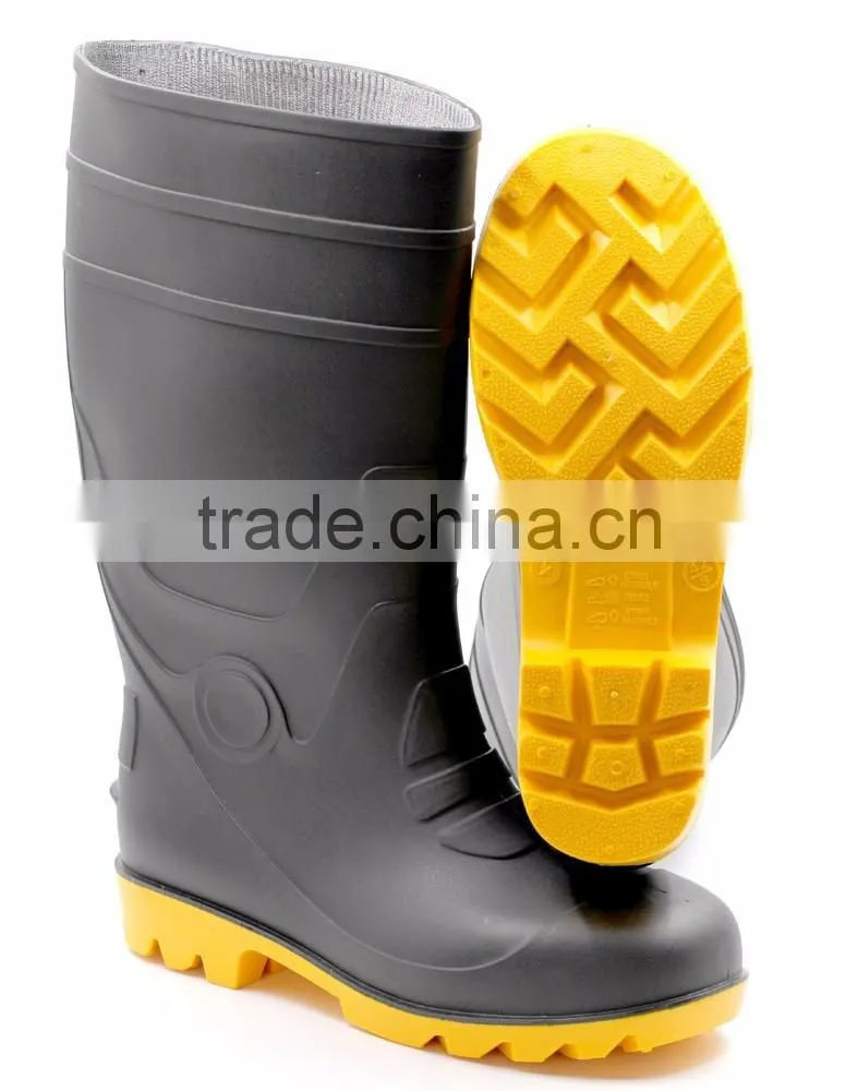 CE Certified Black PVC Safety Gumboots for Men S5