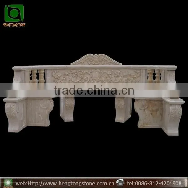 Natural Marble Stone Bench With Back