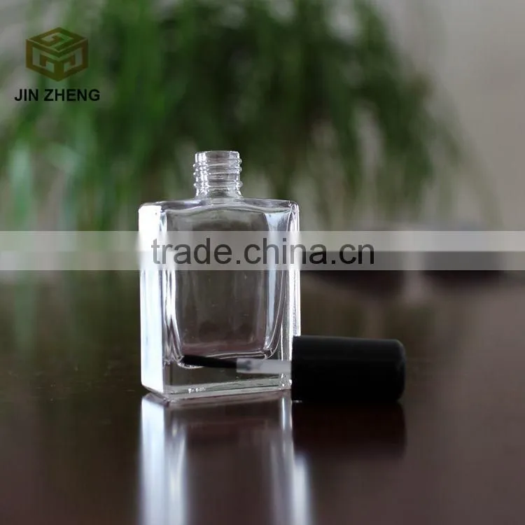 2015 Hot Selling Square Shape 15ml Nail Polish Glass Bottle With Brush Cap