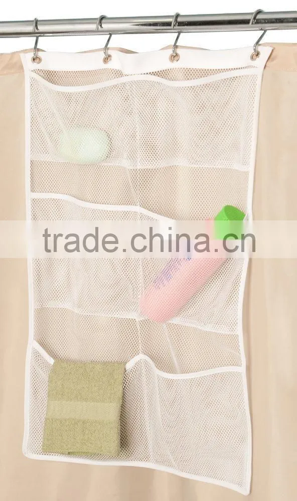 hanging mesh pocket organizer/6 pockets hanging Mesh Shower Caddy/Shower Organizer