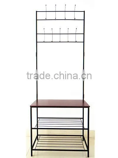 Metal Wood Entryway Bench Storage standing Hallway Umbrella Hat coat Shoe rack