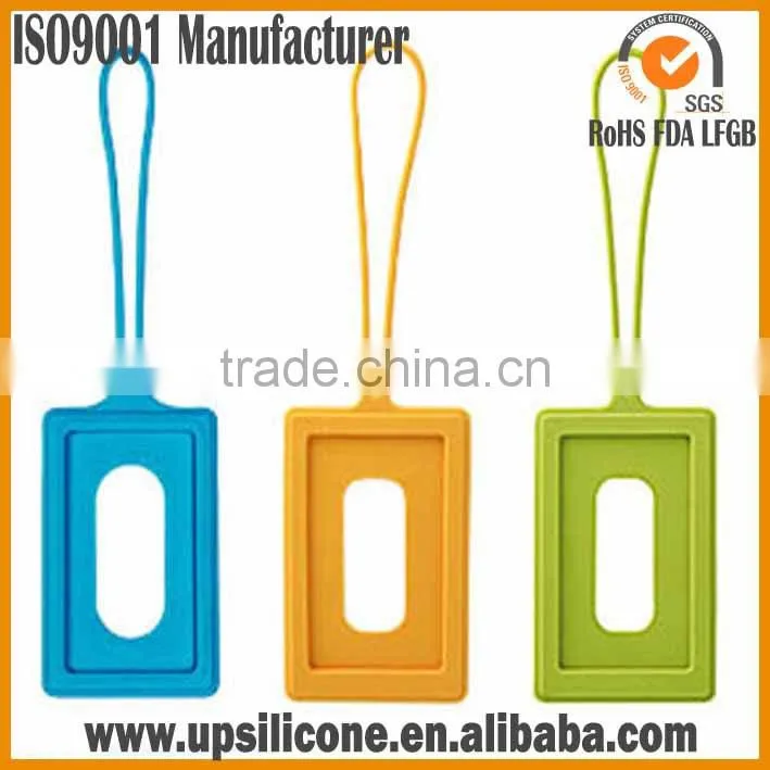 2016 wholesale washable silicone hang tags with elastic loops