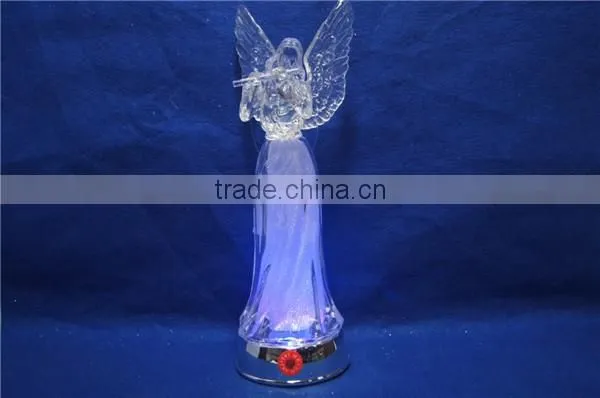 2016 newest design acrylic angel with LED changing color and Christmas music