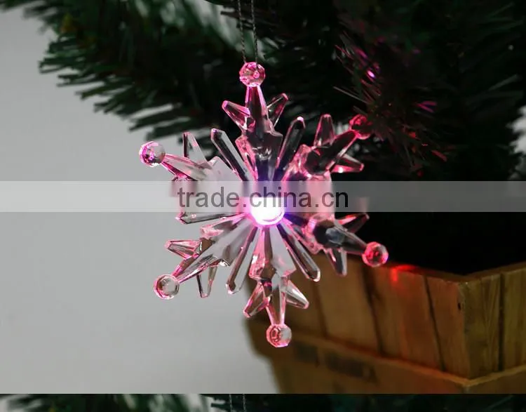 led 7colors light plastic acrylic Christmas snowflake ornament