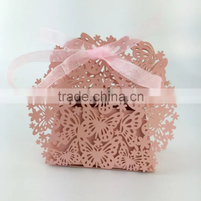 Customized foldable wedding invitation candy box romantic paper wedding box