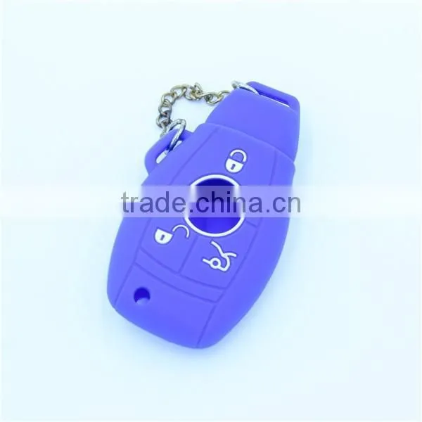 New arrival 3 button Silicone car key shells for mercedes-ben key with chains