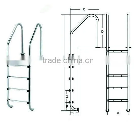 Factory swimming pool equipments pool ladder stainless steel pool ladder