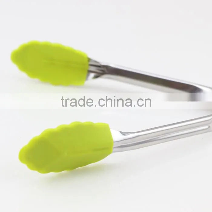 Fresh Silicone Stainless Steel Food Tongs Kitchen Tools, 7 inch