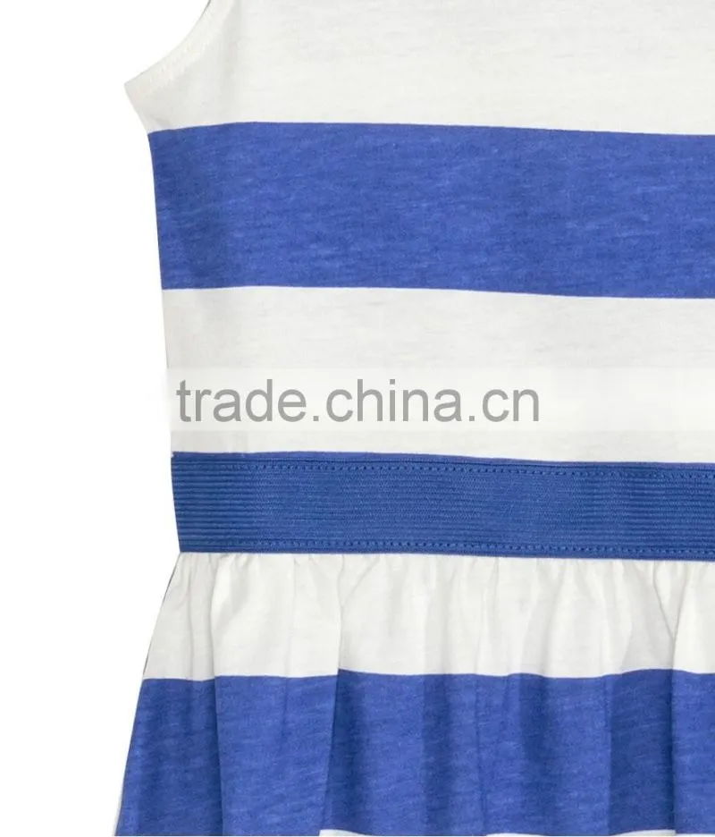 2016 Fashion Children Little Gilrs Cotton Jersey Stripe Print Dress HSD8073