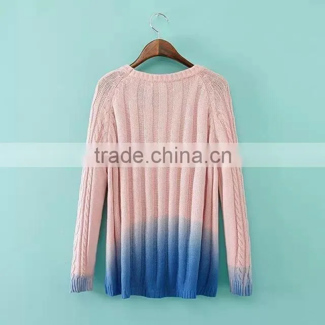 MGOO High Quality 2015 Brand Design Women Fashion Tie Dye Sweaters Long Sleeves Pullover Knitted Stock Brand Winter Clothing