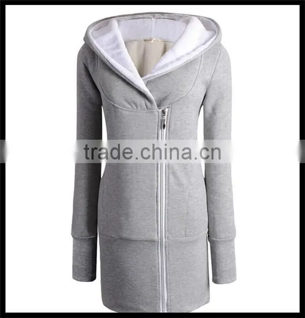 hot sale cheap fashion solid long sleeve life wear thick women long sexy girl hooded sweatshirt