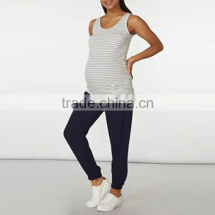 Navy Woven Overbump Wholesale Maternity Leggings Clothes