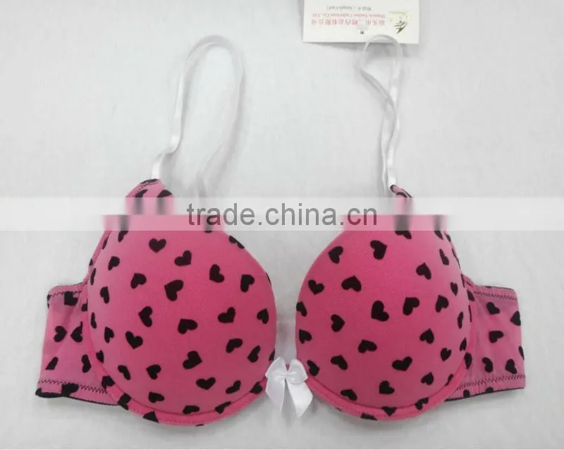 fashion bra with heart flock print/beautiful bra sexy bra design
