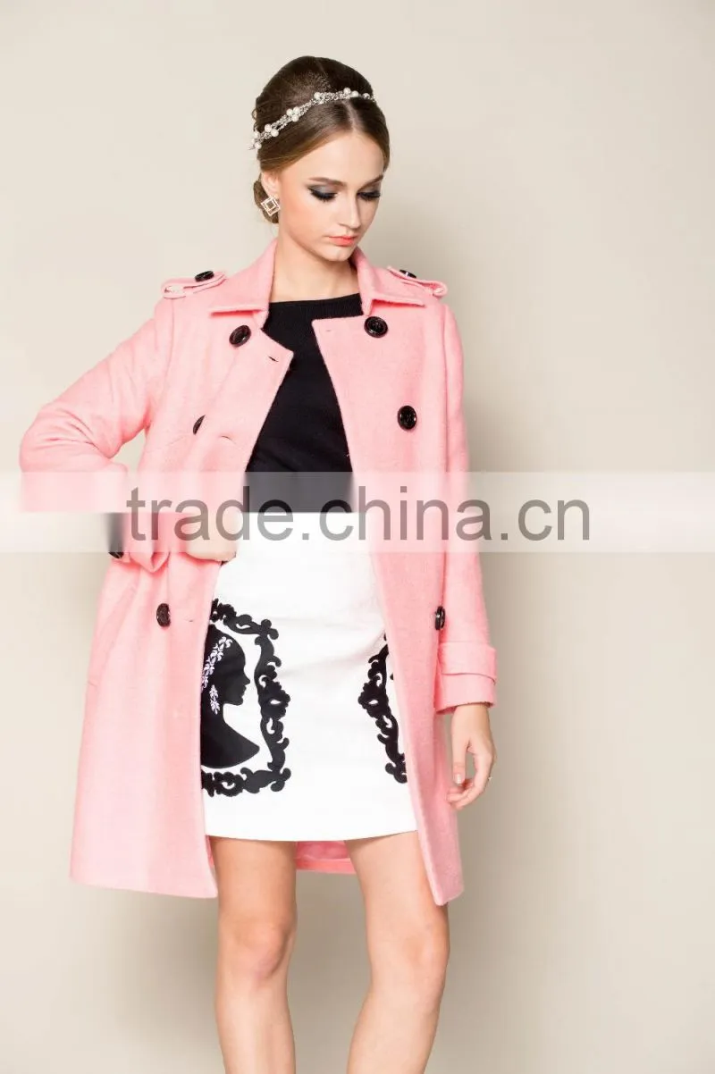 2015 latest plain high end long style women's winter warm long coat jacket