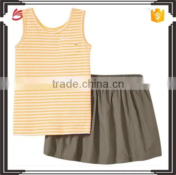 Custom stripes children clothes wholesale t shirt/shorts sets