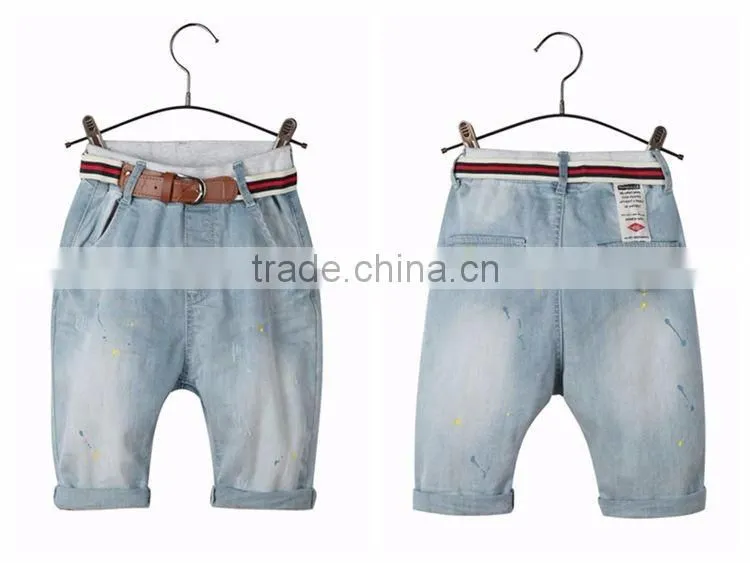 OEM service kids fashion jeans new style colorful printing boys pants jeans with belt