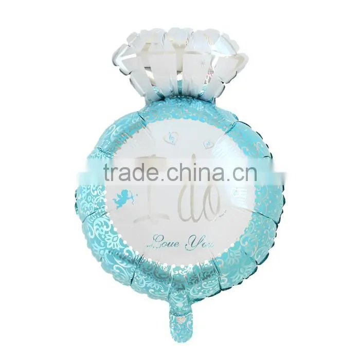 Aluminium Foil Balloons Party Decoration Finger Ring Blue Angel Message "I Do" Pattern