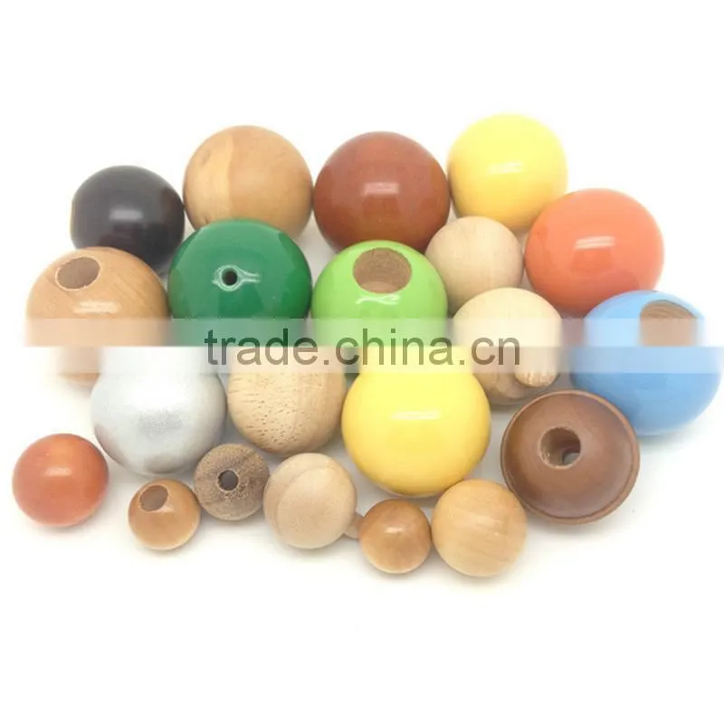 Quality Round Ball Decorations Custom Painted Wooden Bead Craft
