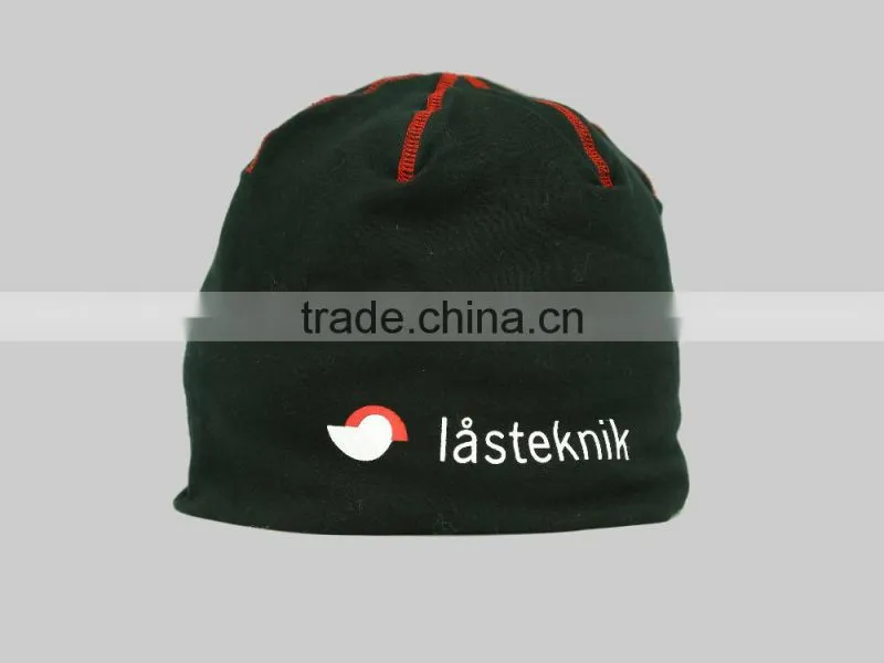 embroidery printing custom logo winter spandex cotton jersey beanie hat with cover stitch