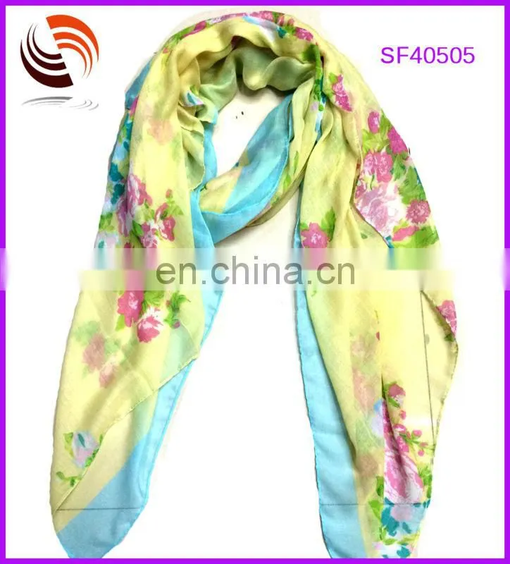 Yiwu factory wholesale fashion fashion muslim women knitted flower scarf brand hijab scarf