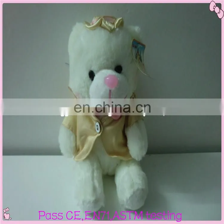 Lovely design cute stuffed plush teddy bears with canvas uniform