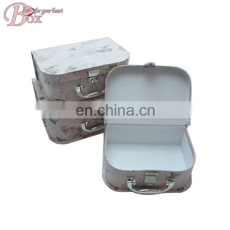 Small Paper Cardboard Suitcase Gift Box with Handle
