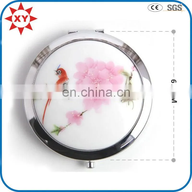 Ceramic painting mirror with metal circular border